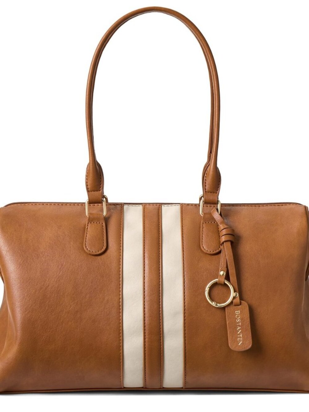 Large Women's Satchel Handbag, Color-block Striped Boston Bag